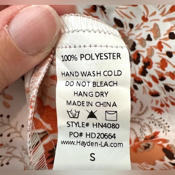 HAYDEN | Warm Orange Whimsical Floral Boho Peasant Top | Small - Picture 7 of 8